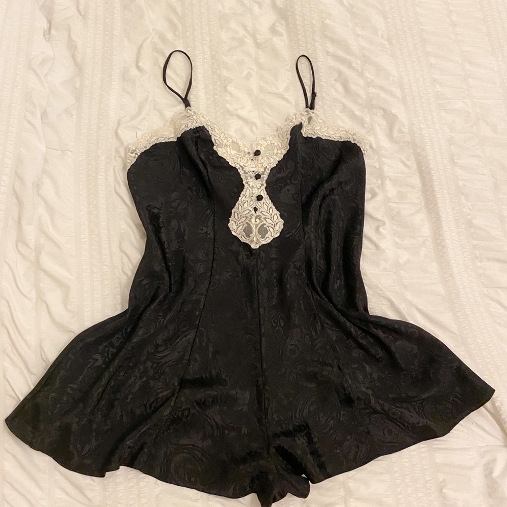 Black silk romper